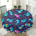 Night Star Unicorn Pattern Print Waterproof Round Tablecloth
