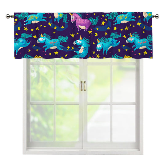Night Star Unicorn Pattern Print Window Valance