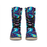 Night Star Unicorn Pattern Print Winter Boots