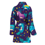 Night Star Unicorn Pattern Print Women's Bathrobe