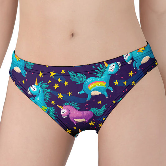 Night Star Unicorn Pattern Print Women's Panties