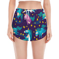 Night Star Unicorn Pattern Print Women's Split Running Shorts