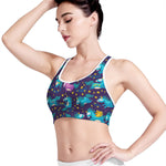 Night Star Unicorn Pattern Print Women's Sports Bra