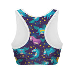 Night Star Unicorn Pattern Print Women's Sports Bra