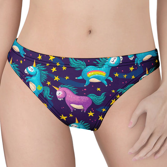 Night Star Unicorn Pattern Print Women's Thong
