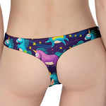 Night Star Unicorn Pattern Print Women's Thong