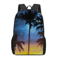 Night Sunset Sky And Palm Trees Print 17 Inch Backpack