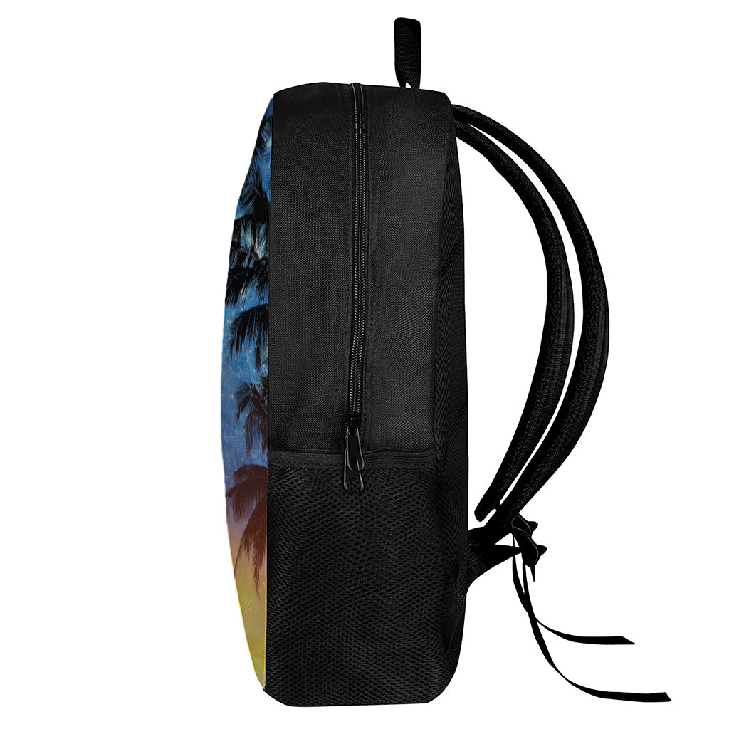 Night Sunset Sky And Palm Trees Print 17 Inch Backpack