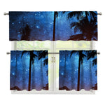 Night Sunset Sky And Palm Trees Print 3 Piece Kitchen Curtains