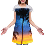 Night Sunset Sky And Palm Trees Print Adjustable Apron
