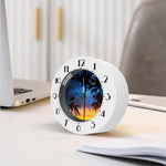 Night Sunset Sky And Palm Trees Print Alarm Clock