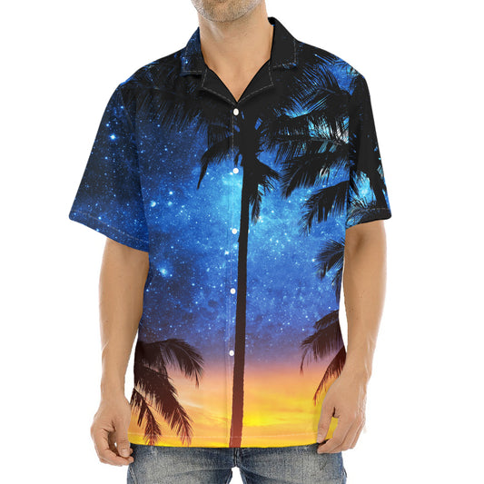 Night Sunset Sky And Palm Trees Print Aloha Shirt