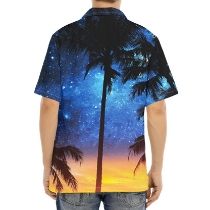 Night Sunset Sky And Palm Trees Print Aloha Shirt