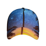Night Sunset Sky And Palm Trees Print Baseball Cap