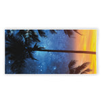 Night Sunset Sky And Palm Trees Print Beach Towel