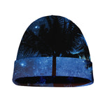 Night Sunset Sky And Palm Trees Print Beanie