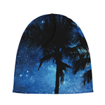 Night Sunset Sky And Palm Trees Print Beanie
