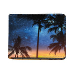 Night Sunset Sky And Palm Trees Print Bifold Wallet