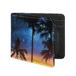 Night Sunset Sky And Palm Trees Print Bifold Wallet