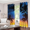 Night Sunset Sky And Palm Trees Print Blackout Grommet Curtains