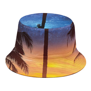 Night Sunset Sky And Palm Trees Print Bucket Hat