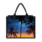 Night Sunset Sky And Palm Trees Print Canvas Tote Bag