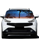 Night Sunset Sky And Palm Trees Print Car Windshield Snow Cover