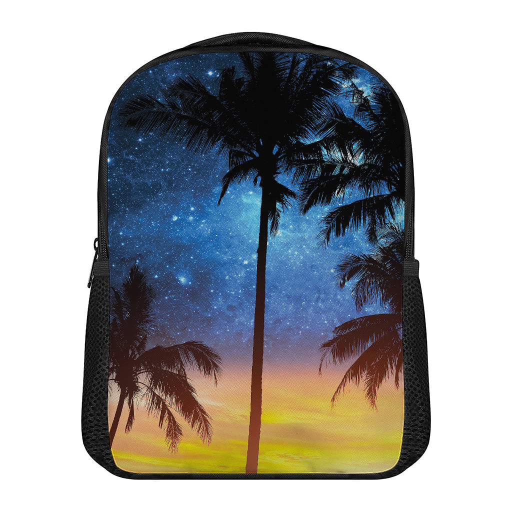 Night Sunset Sky And Palm Trees Print Casual Backpack