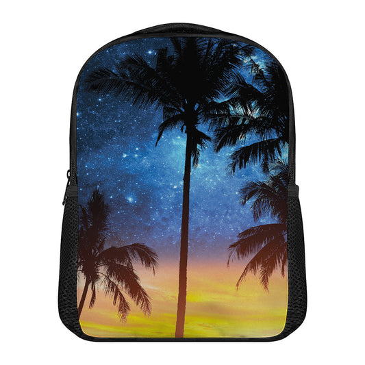 Night Sunset Sky And Palm Trees Print Casual Backpack