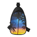 Night Sunset Sky And Palm Trees Print Chest Bag