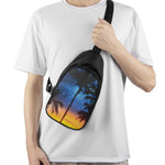 Night Sunset Sky And Palm Trees Print Chest Bag