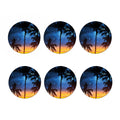 Night Sunset Sky And Palm Trees Print Coaster Set