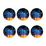 Night Sunset Sky And Palm Trees Print Coaster Set