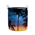 Night Sunset Sky And Palm Trees Print Collapsible Laundry Basket