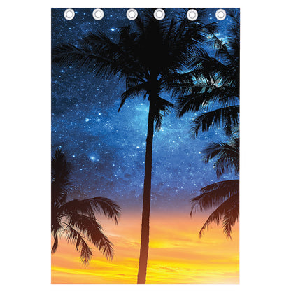Night Sunset Sky And Palm Trees Print Curtain