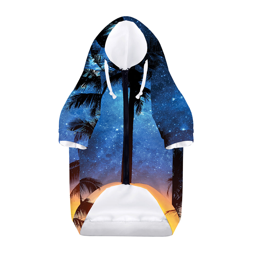 Night Sunset Sky And Palm Trees Print Dog Zip Up Hoodie