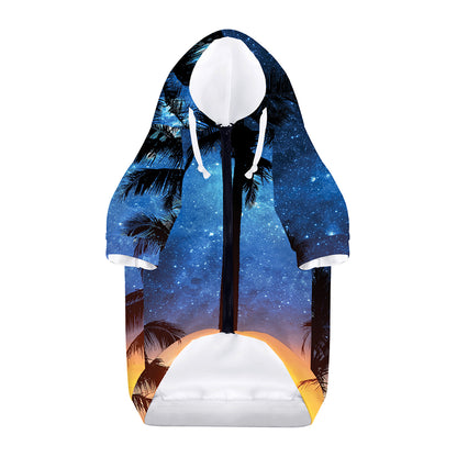 Night Sunset Sky And Palm Trees Print Dog Zip Up Hoodie