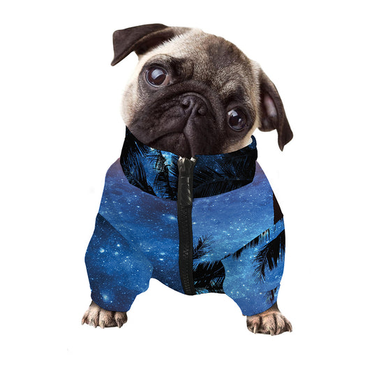 Night Sunset Sky And Palm Trees Print Dog Zip Up Jacket
