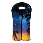 Night Sunset Sky And Palm Trees Print Double Neoprene Wine Tote