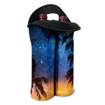 Night Sunset Sky And Palm Trees Print Double Neoprene Wine Tote