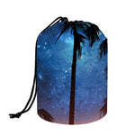 Night Sunset Sky And Palm Trees Print Drawstring Makeup Bag