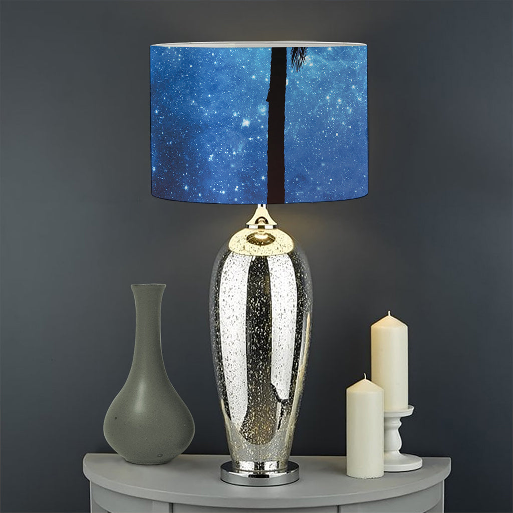 Night Sunset Sky And Palm Trees Print Drum Lamp Shade