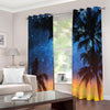 Night Sunset Sky And Palm Trees Print Extra Wide Grommet Curtains