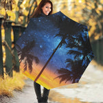 Night Sunset Sky And Palm Trees Print Foldable Umbrella