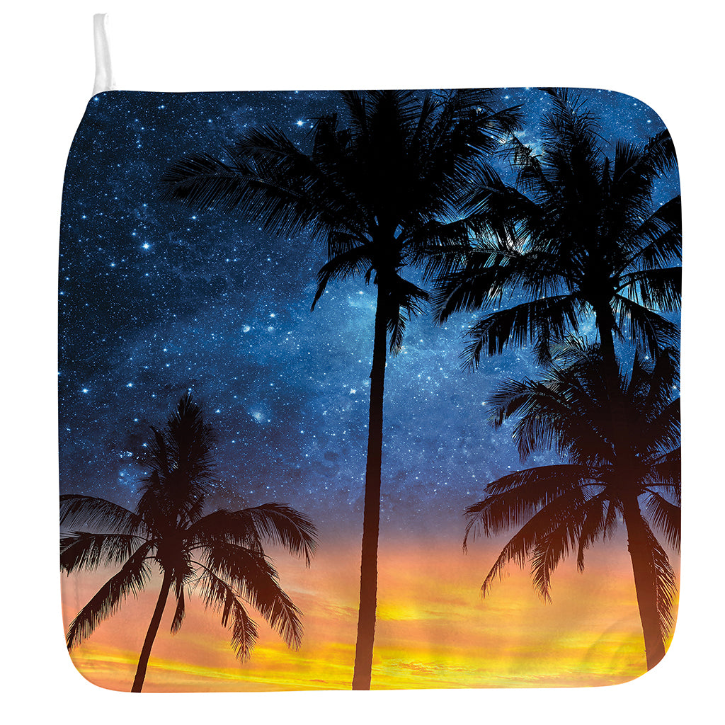 Night Sunset Sky And Palm Trees Print Hand Towel