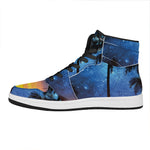 Night Sunset Sky And Palm Trees Print High Top Leather Sneakers