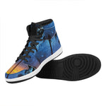 Night Sunset Sky And Palm Trees Print High Top Leather Sneakers