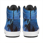 Night Sunset Sky And Palm Trees Print High Top Leather Sneakers