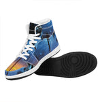 Night Sunset Sky And Palm Trees Print High Top Leather Sneakers