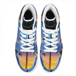 Night Sunset Sky And Palm Trees Print High Top Leather Sneakers